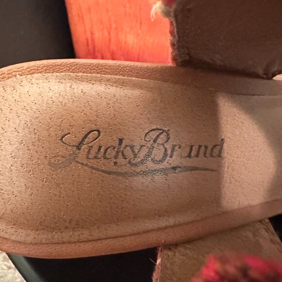 Reddish Orange & Beige Woven Platform Sandals – Size 8.5 - Picture 8 of 10